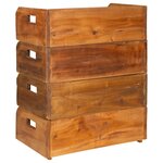 vidaXL Casiers à bouteilles 4Pièces de 16 bouteilles bois d'acajou massif