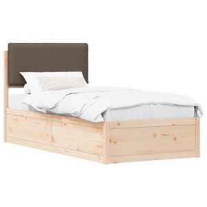 vidaXL Cadre de lit avec tête de lit rembourrée Taupe 90 x 190 cm