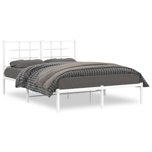 vidaXL Cadre de lit métal sans matelas et tête de lit blanc 135x190 cm