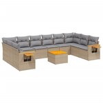 vidaXL Salon de jardin 11 Pièces avec coussins beige résine tressée