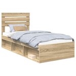 vidaXL Cadre de lit avec tête de lit Sonoma 100 x 200 cm Pin massif