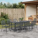 Ensemble salle à manger jardin 9 pièces vidaXL en acier anthracite