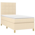 vidaXL Sommier à lattes de lit et matelas et LED Crème 100x200cm Tissu