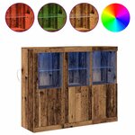 vidaXL Buffet LED 3 Pièces Bois ancien 123 x 37 x 100 cm