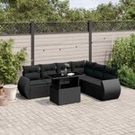 vidaXL Salon de jardin 7 Pièces avec coussins noir résine tressée