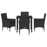 vidaXL Ensemble de salle à manger pour jardin 5 Pièces Noir Poly rotin