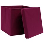 vidaXL Boîtes de rangement 10 Pièces Rouge foncé 32x32x32 cm Tissu