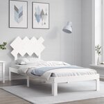 vidaXL Cadre de lit avec tête de lit blanc 90x200 cm bois massif