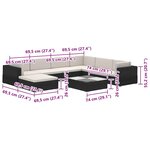 vidaXL Salon de jardin 8 Pièces avec coussins Résine tressée Noir