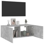 vidaXL Meuble TV mural avec lumières LED gris béton 80x35x31 cm