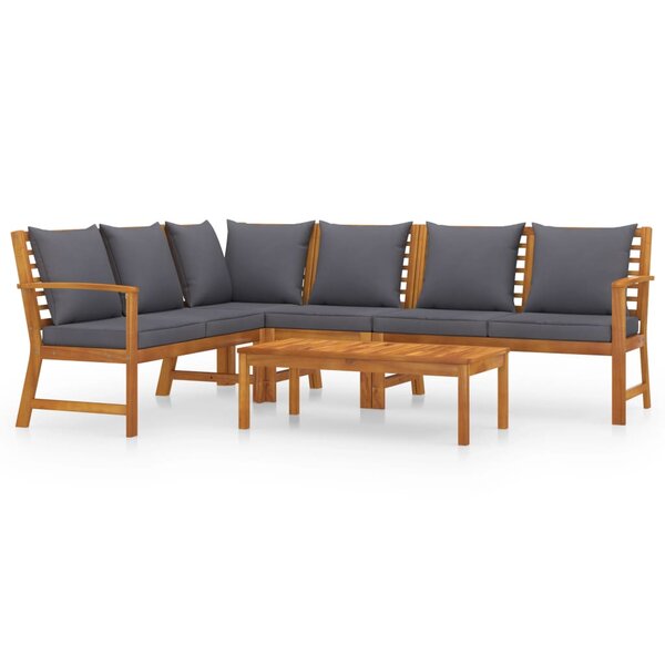vidaXL Salon de jardin 5 Pièces avec coussin Bois d'acacia solide