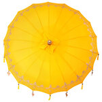 vidaXL Parasol balinais Jaune (180-190) x 260 cm Coton et bois massif