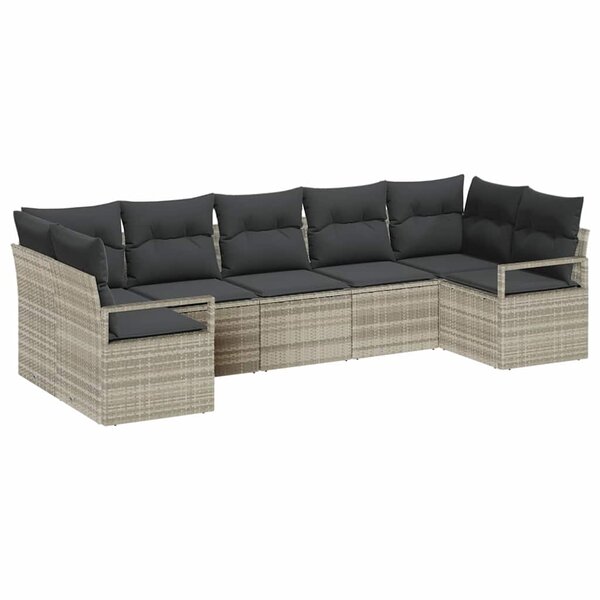 vidaXL Ensemble de canapé de jardin avec coussin 7 Pièces Gris clair