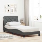 vidaXL Lit avec matelas gris foncé 80x200 cm tissu