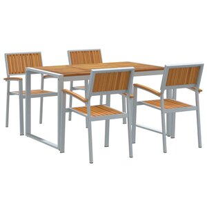 vidaXL Ensemble de salle à manger pour jardin 5 pc Gris