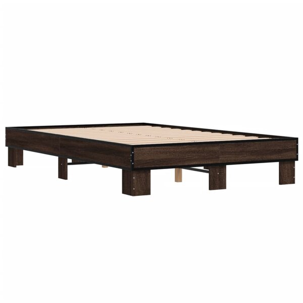 vidaXL Cadre de lit chêne marron 120x190 cm bois d'ingénierie et métal