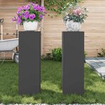 vidaXL Supports pour plantes 2 Pièces Noir 24 x 24 x 75 cm Acier
