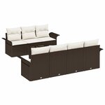 vidaXL Ensemble de canapé de jardin avec coussin 8 Pièces Marron et Crème
