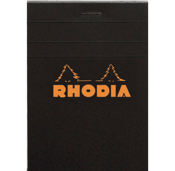 Bloc-Notes Agrafé N°12 8 5x12 cm Black - Petits Carreaux - 80 Feuillets Détachables RHODIA