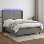 vidaXL Sommier à lattes de lit matelas LED Gris foncé 140x200 cm Tissu
