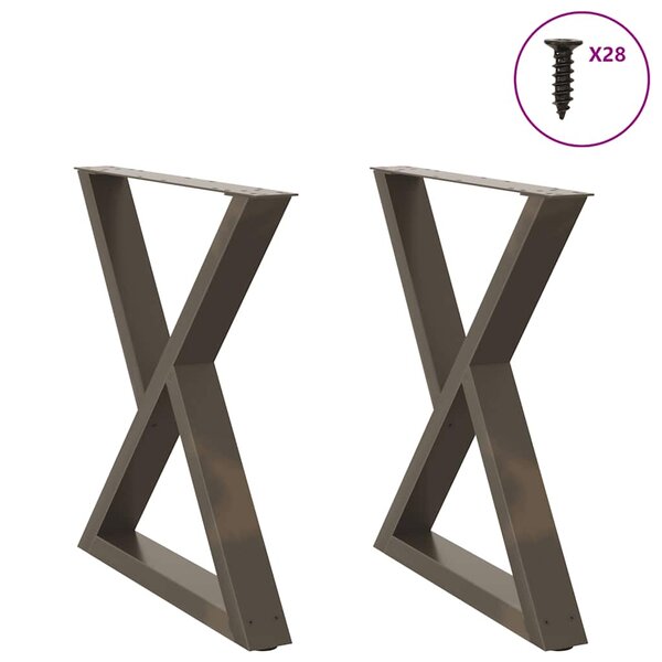 vidaXL Pieds de table à manger 2 pièces Acier naturel 70 x (72-73 3) cm Acier