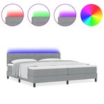 vidaXL Lit à ressort avec matelas & LED Gris clair 200x200 cm Tissu