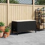 vidaXL Pouf de Jardin Noir et Crème 80 x 38 x 45 cm Rotin PE