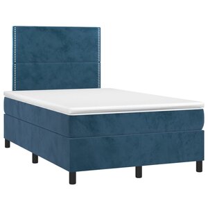 vidaXL Sommier à lattes de lit et matelas bleu foncé 120x190cm velours