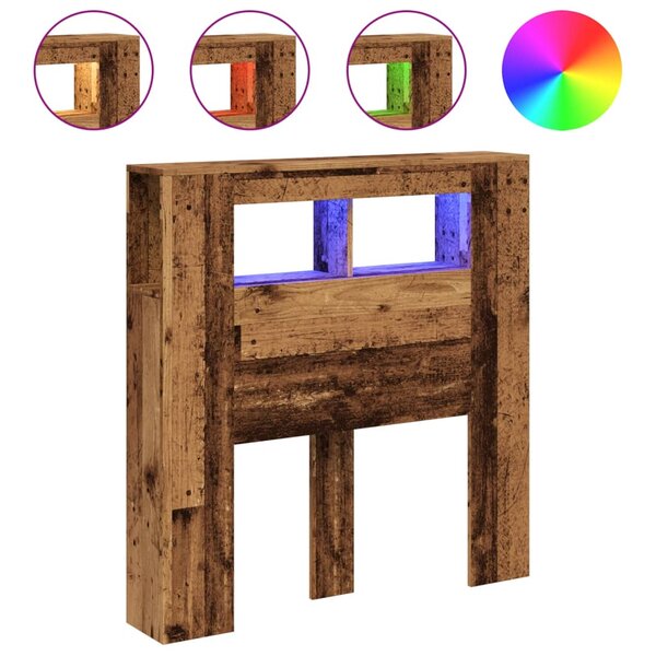 vidaXL Tête de lit à LED vieux bois 100x18 5x103 5cm bois d'ingénierie