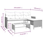 vidaXL Canapé de jardin avec table et coussins en forme de L noir