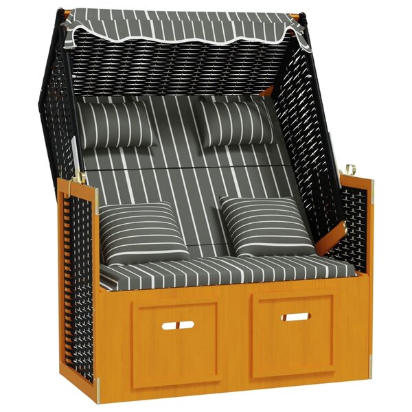 vidaXL Strandkorb avec coussins Résine tressée bois solide Noir gris