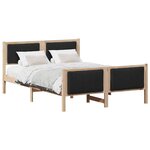 vidaXL Cadre de lit Marron et noir 140 x 200 cm Bois massif en pin
