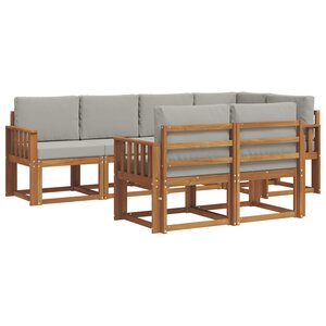 vidaXL Ensemble de canapés d'extérieur 7 pc Gris Naturel et Clair
