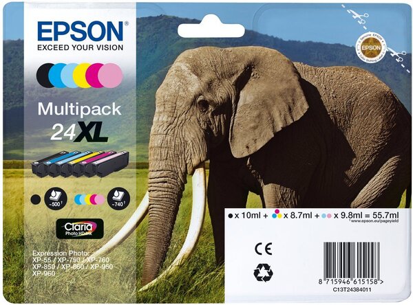 Pack 6 cartouches d'encre epson elephant t2428xl