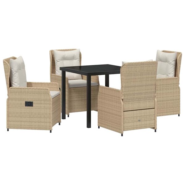 vidaXL Ensemble de salle à manger pour jardin 5 Pièces Beige polyrotin
