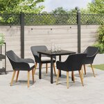 vidaXL Ensemble de salle à manger de jardin 5 pièces en poly rattan noir