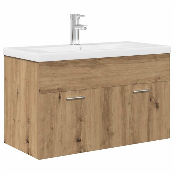 vidaXL Meuble lavabo avec bassin et robinet intégrés chêne artisanal