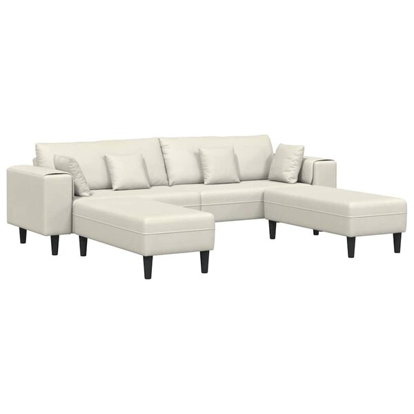 vidaXL Canapé en velours avec coussin 3 Pièces Crème 208 cm Velours