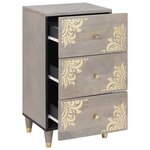 vidaXL Buffet Gris et or 40 x 33.5 x 75 cm Bois de manguier massif