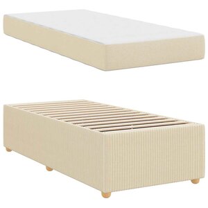 vidaXL Cadre de lit avec matelas Crème 90 x 200 cm tissu