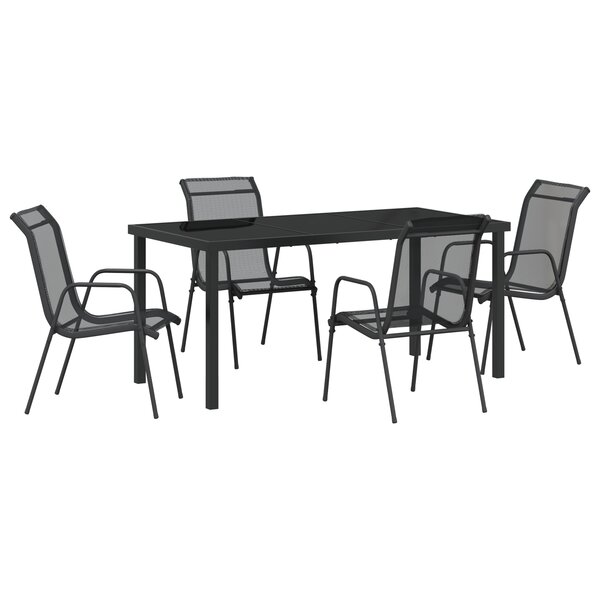 vidaXL Ensemble de salle à manger de jardin 5 pièces Noir Textilène et Acier