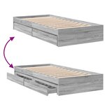 vidaXL Cadre de lit avec tiroirs sans matelas sonoma gris 75x190 cm