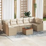 vidaXL Ensemble de canapé de jardin 8 Pièces Beige et blanc