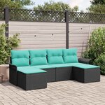 vidaXL Ensemble de canapé de jardin avec coussin 6 Pièces Noir polyrotin