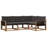 vidaXL Ensemble de canapés d'extérieur 4 pc Naturel et noir