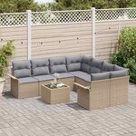 vidaXL Ensemble de canapé de jardin avec coussin 9 Pièces Beige et gris