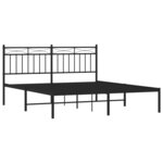 vidaXL Cadre de lit métal sans matelas et tête de lit noir 160x200 cm