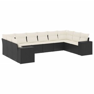 vidaXL Salon de jardin 10 Pièces avec coussins noir résine tressée
