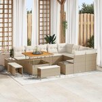 vidaXL Ensemble de canapé de jardin 12 Pièces Beige Poly rotin