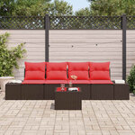 vidaXL Ensemble de Canapés avec coussin 5 Pièces Marron polyrotin